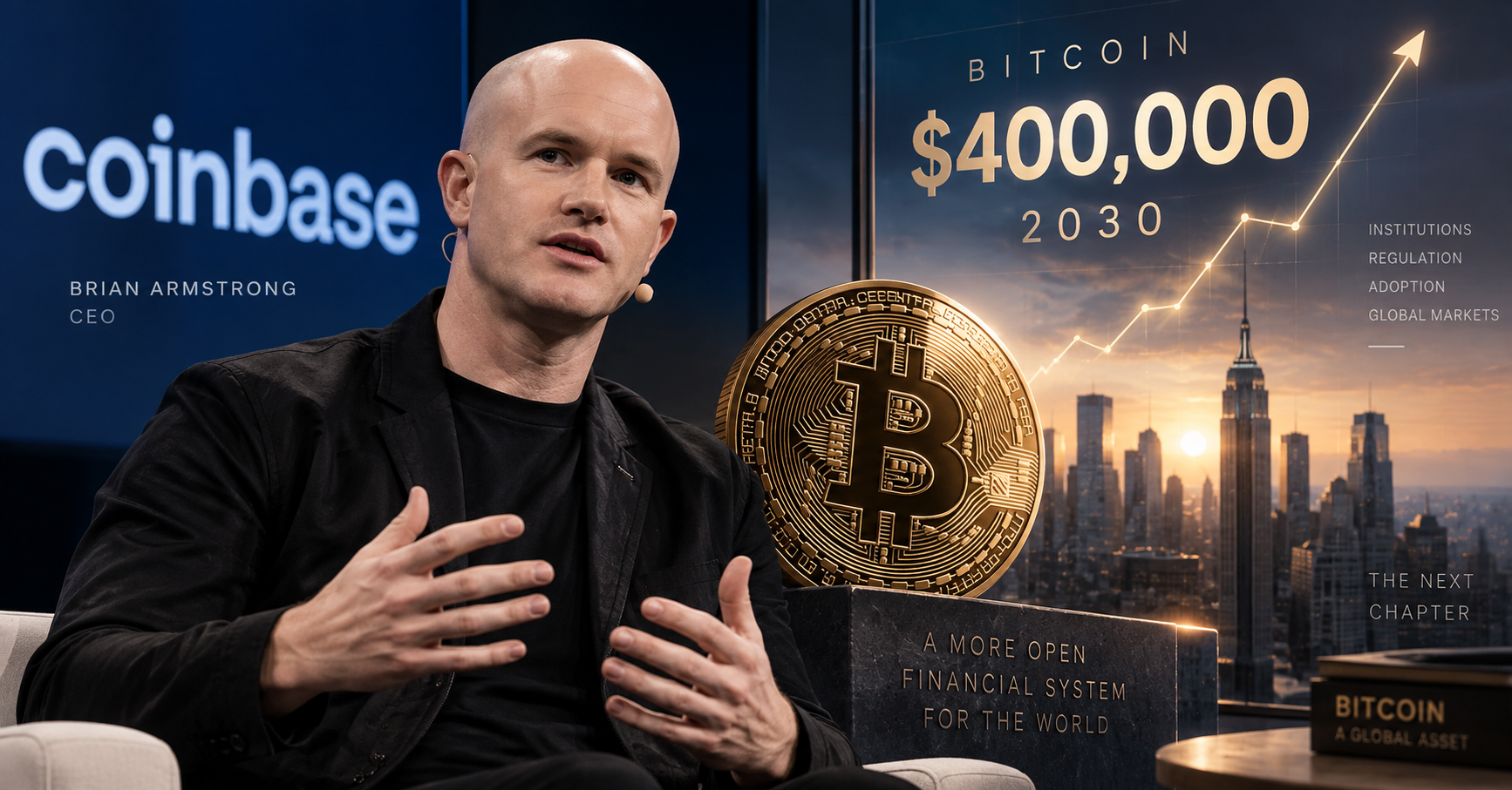 CEO di Coinbase: Bitcoin a 400.000 dollari entro il 2030 è un obiettivo possibile