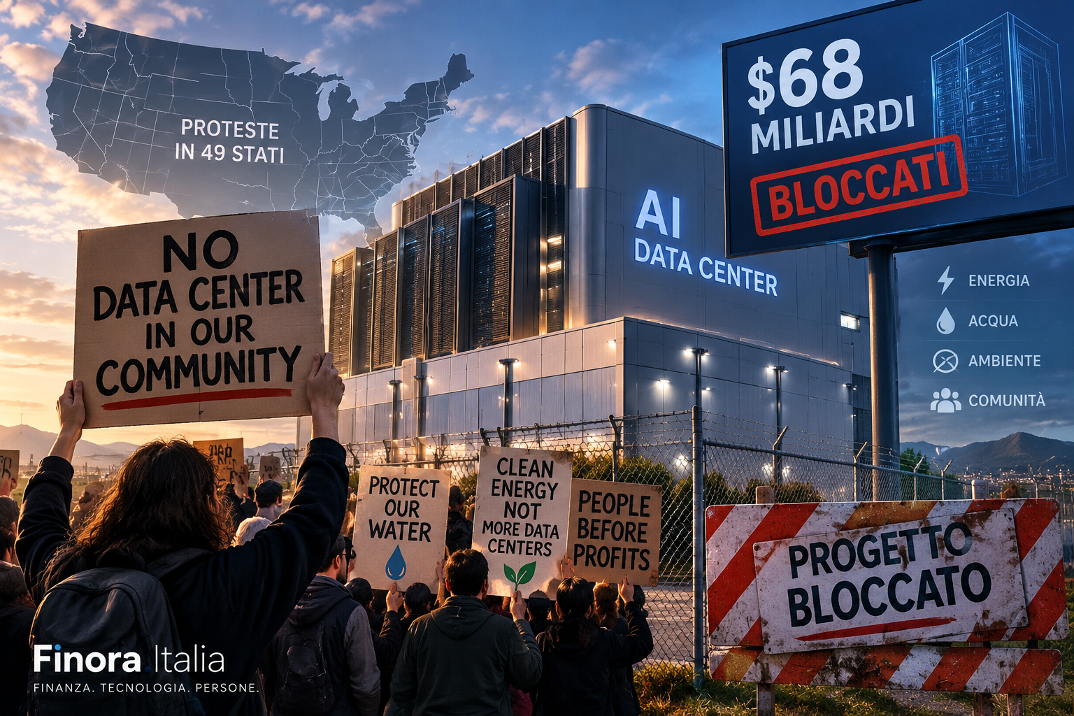 Data center AI, progetti per 68 miliardi di dollari bloccati negli USA